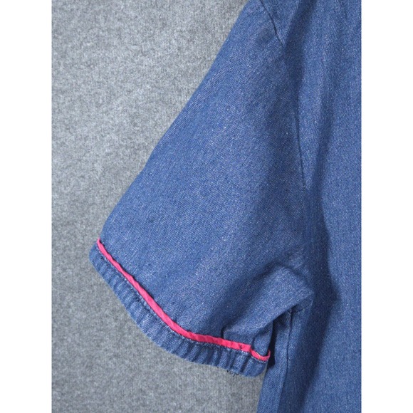 Vtg Y2K Chicago Bulls NBA Denim‎ Button Up Jersey Mens L Streetwear Hip-Hop - Picture 8 of 13